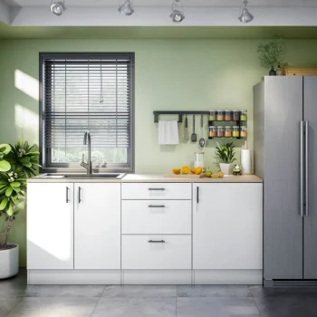 FORES Cocinas Completas Modernas^Cocina Modular Completa 200 Cm Asturias Kira Blanco Brillo - Roble Canadian 200 X 90 X 60 Cm