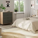 FORES C贸modas^Comoda 4 Cajones Enzo Roble Nodi - Gris Antracita 77,5 X 93,5 X 40 Cm