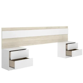 DEKIT Conjuntos Dormitorios Matrimonio Baratos^Conjunto De Dormitorio Con Armario Estilo Nórdico Niza En Roble Natural Y Blanco