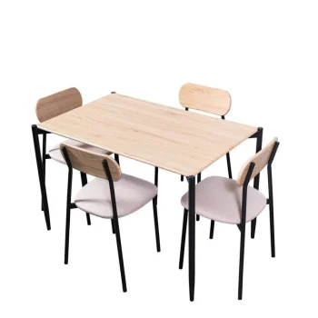 NAKURA Conjunto Mesa Y Sillas Comedor|Mesas De Comedor^Conjunto De Mesa Y 4 Sillas Para Salón O Cocina Naeba Natural - Negro