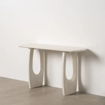 IXIA Mesas Consola^CONSOLA BLANCO ROZADO MADERA DE ACACIA 130 X 46 X 76 CM