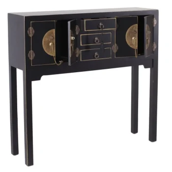 IXIA Mesas Consola^Consola De 4 Puertas Y 3 Cajones Negro 95 X 90 X 26 Cm