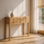 IXIA Mesas Consola^Consola De Entrada De Madera Mindi Natural 6 Cajones 85 X 85 X 26 Cm