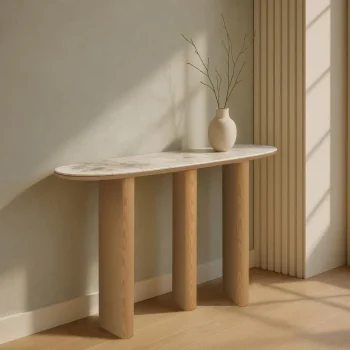 IXIA Mesas Consola^Consola Recibidor Decorada DM Natural 150 X 80 X 39,5 Cm