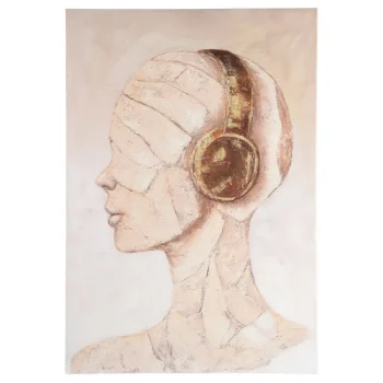 IXIA Cuadros^Cuadro Pintado A Mano Maniquí Con Auriculares Dorados 110 X 160 Cm