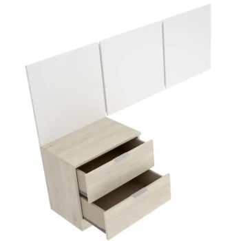 DEKIT Dormitorios Juveniles Completos^Dormitorio Juvenil Moderno Bito: Estructura De Cama Con Dos Cajones, Cabecero Y Mesita De Noche Roble Natural - Blanco