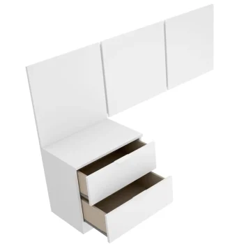 DEKIT Dormitorios Juveniles Completos^Dormitorio Juvenil Moderno Bito: Cabecero Con Mesita Y Escritorio Blanco