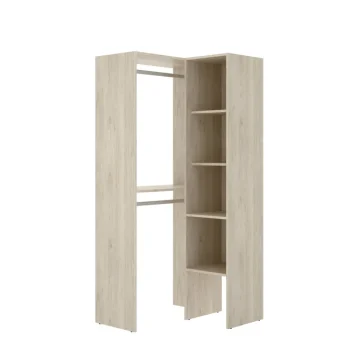 DEKIT Dormitorios Juveniles Completos^Dormitorio Juvenil Nórdico Lion Blanco - Alistonado - Natural: Estructura De Cama, Armario Rincón Y Escritorio