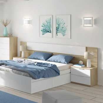 FORES Conjuntos Dormitorios Matrimonio Baratos^Dormitorio Matrimonio Alaya, Cabecero Con Dos Mesitas 247 X  95,5 X 38 Cm