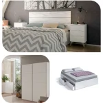 FORES Conjuntos Dormitorios Matrimonio Baratos^Dormitorio Vintage: Cabecero Con Dos Mesitas, Cama 4 Cajones Y Armario Correderas