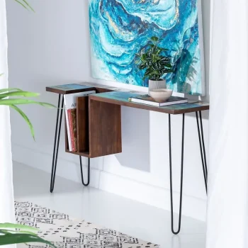IXIA Escritorios Juveniles Minimalistas|Escritorios Juveniles Originales^Escritorio Marrón - Azul Madera / Metal 140 X 35 X 77 Cm