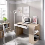 DEKIT Escritorios Juveniles Para PC|Escritorios Juveniles Minimalistas^Escritorio Teo Con Estante Natural