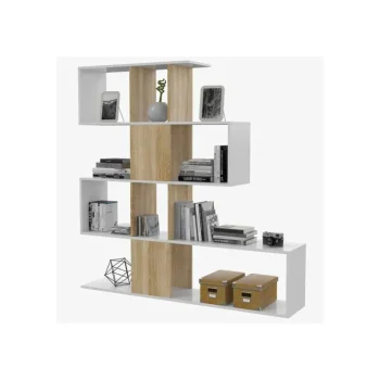 FORES Estanterías^Estantería Pared Zig Zag. Blanco Artik - Roble Canadian