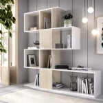 DEKIT Estanterías^Estantería Zig Zag Funk Blanco Brillo Con Roble Natural