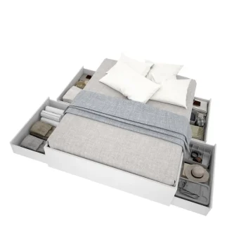 DEKIT Camas Baratas^Estructura De Cama 4 Cajones Lago Blanca 149 X 39 X 195 Cm