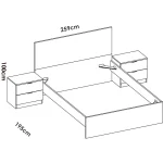 DEKIT Conjuntos Dormitorios Matrimonio Baratos^Estructura De Cama Con Cabecero Y 2 Mesitas De Noche Lago Blanca 246 X 100 X 195 Cm