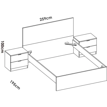 DEKIT Conjuntos Dormitorios Matrimonio Baratos^Estructura De Cama Con Cabecero Y 2 Mesitas De Noche Lago Blanca 246 X 100 X 195 Cm