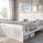 DEKIT Conjuntos Dormitorios Matrimonio Baratos^Estructura De Cama Con Cabecero Lago Blanca 145,4 X 100 X 195 Cm