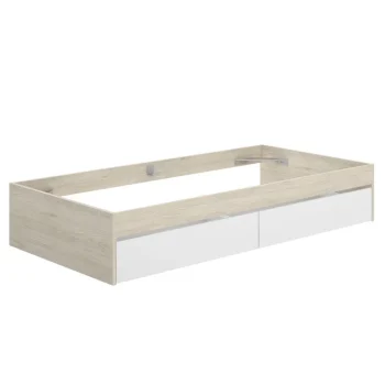 DEKIT Camas Nido 90|Camas Nido Con Cajones^Estructura De Cama Juvenil Con Dos Cajones Lago Roble Natural - Blanco 96 X 40 X 195 Cm