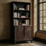 IXIA Vitrinas^Librería De Madera De Mango Marrón Con 2 Puertas Kilian 100 X  195 X 50 Cm