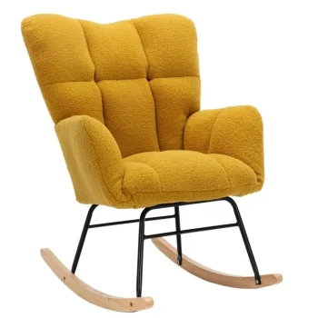 NAKURA Sillones^Mecedora Écija Tapizada En Tela Tipo Teddy Mostaza 69 X 94 X 88 Cm