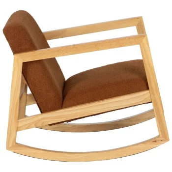 IXIA Sillones^Mecedora De Madera De Caucho Natural Tapizado Marrón 60 X 83 X 72 Cm