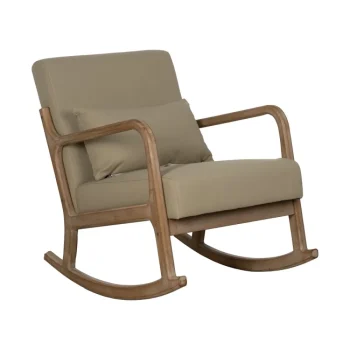 IXIA Sillones^Mecedora De Madera Natural Tapizada Beige 66 X 80 X 88 Cm