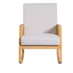 NAKURA Sillones^Mecedora De Madera Y Ratán Portia Tapizado Tela Beige - Natural 65 X 82 X 98 Cm