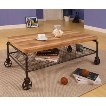 NAKURA Mesas Auxiliares^Mesa Centro Con Ruedas Mateo Color Canyon 126 X 46 X 63 Cm