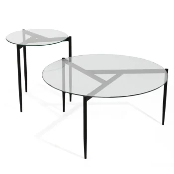 NAKURA Mesas Auxiliares^Mesa Centro Doble Redonda Elche En Cristal 80 - 45 X 40 - 50 X 80 - 45 Cm