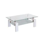 NAKURA Mesas Auxiliares^Mesa Centro Fija Cristal, Patas En Blanco Kendra 100 X 43 X 60 Cm