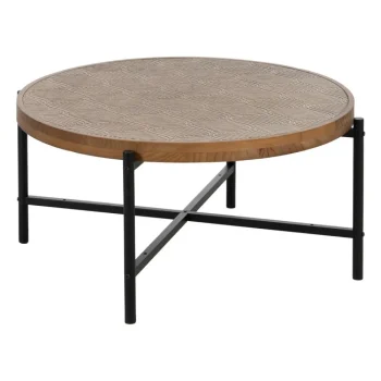 IXIA Mesas Auxiliares^MESA CENTRO NATURAL-NEGRO METAL-MADERA 89 X 89 X 42,50 CM
