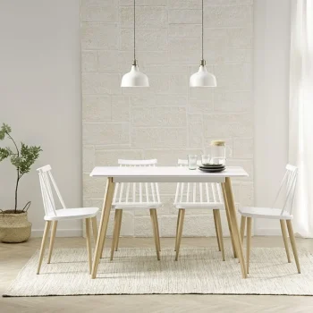 VELASCO Mesas De Cocina Fijas^Mesa Comedor Rectangular Blanca Nórdica Gijón 120 X 75 X 80 Cm