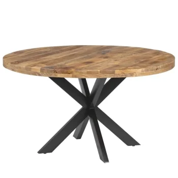 IXIA Mesas De Comedor^Mesa Comedor Redonda Madera Mango Marrón - Negro 140 X 77 X 140 Cm