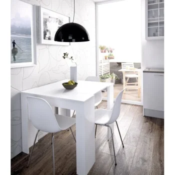 DEKIT Mesas Consola|Mesas De Comedor^Mesa Consola Extensible Kiona Blanco Brillo