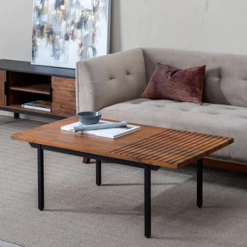 IXIA Mesas Auxiliares^Mesa De Centro Abner En Madera De Mango Marrón Y Metal Negro 110 X 40 X 60 Cm