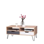 NAKURA Mesas Auxiliares^Mesa De Centro Color Roble Con Dos Cajones Victoria 100 X 43,5 X 50 Cm