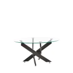 NAKURA Mesas Auxiliares^Mesa De Centro Cristal Redonda Patas Negras Delia 80 X 40 X 80 Cm