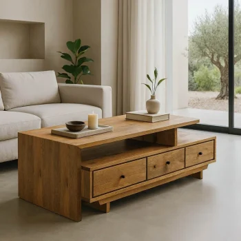 IXIA Mesas Auxiliares^Mesa De Centro En Madera De Mango 6 Cajones Natural 150 X 45 X 60 Cm