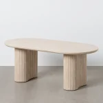 IXIA Mesas Auxiliares^Mesa De Centro Ovalada De Piedra Beige 120 X 46 X 60 Cm