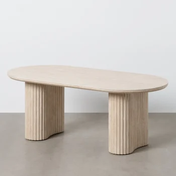 IXIA Mesas Auxiliares^Mesa De Centro Ovalada De Piedra Beige 120 X 46 X 60 Cm