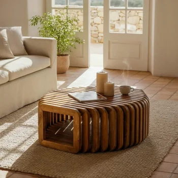 IXIA Mesas Auxiliares^Mesa De Centro Ovalada Madera De Mango Natural 84 X 32 X85 Cm