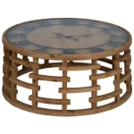 IXIA Mesas Auxiliares^Mesa De Centro Redonda Con Reloj Incorporado 80 X 36 X 80 Cm