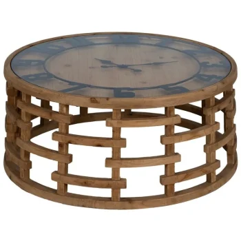 IXIA Mesas Auxiliares^Mesa De Centro Redonda Con Reloj Incorporado 80 X 36 X 80 Cm