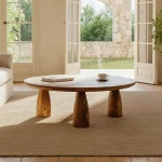 IXIA Mesas Auxiliares^Mesa De Centro Redonda Madera De Mango Natural 90  x 30 X 90 Cm