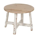 IXIA Mesas Auxiliares^Mesa De Centro Redonda Natural Y Blanca - 60 X 60 X 45 Cm