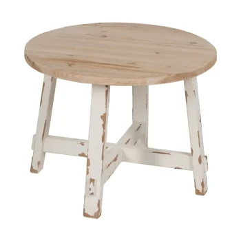 IXIA Mesas Auxiliares^Mesa De Centro Redonda Natural Y Blanca - 60 X 60 X 45 Cm