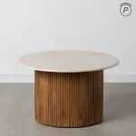 IXIA Mesas Auxiliares^Mesa De Centro Redonda Stone Madera De Mango Y Mármol Blanco – Natural Ø76 X 45 Cm