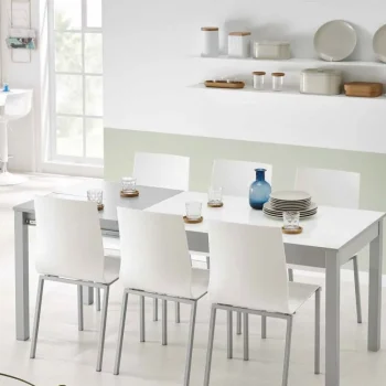 VELASCO Mesas De Cocina Extensibles^Mesa De Cocina Extensible A Coruña Cristal Blanco óptico