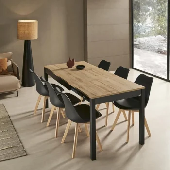 VELASCO Mesas De Cocina Extensibles^Mesa De Cocina Extensible A Coruña Roble Hercules - Negro